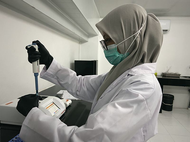 Pemipetan sampel dengan mikropipet